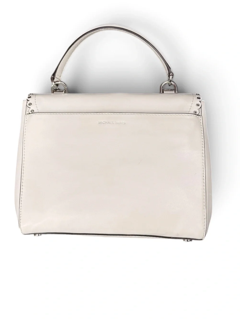 Michael Kors White Leather Ava Top-Handle Crossbody Satchel Bag Medium EUC